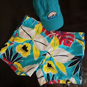 Super Rare Chubbies Men’s Teal Tropical 360 Tomahawk Swim Trunks Slim Large